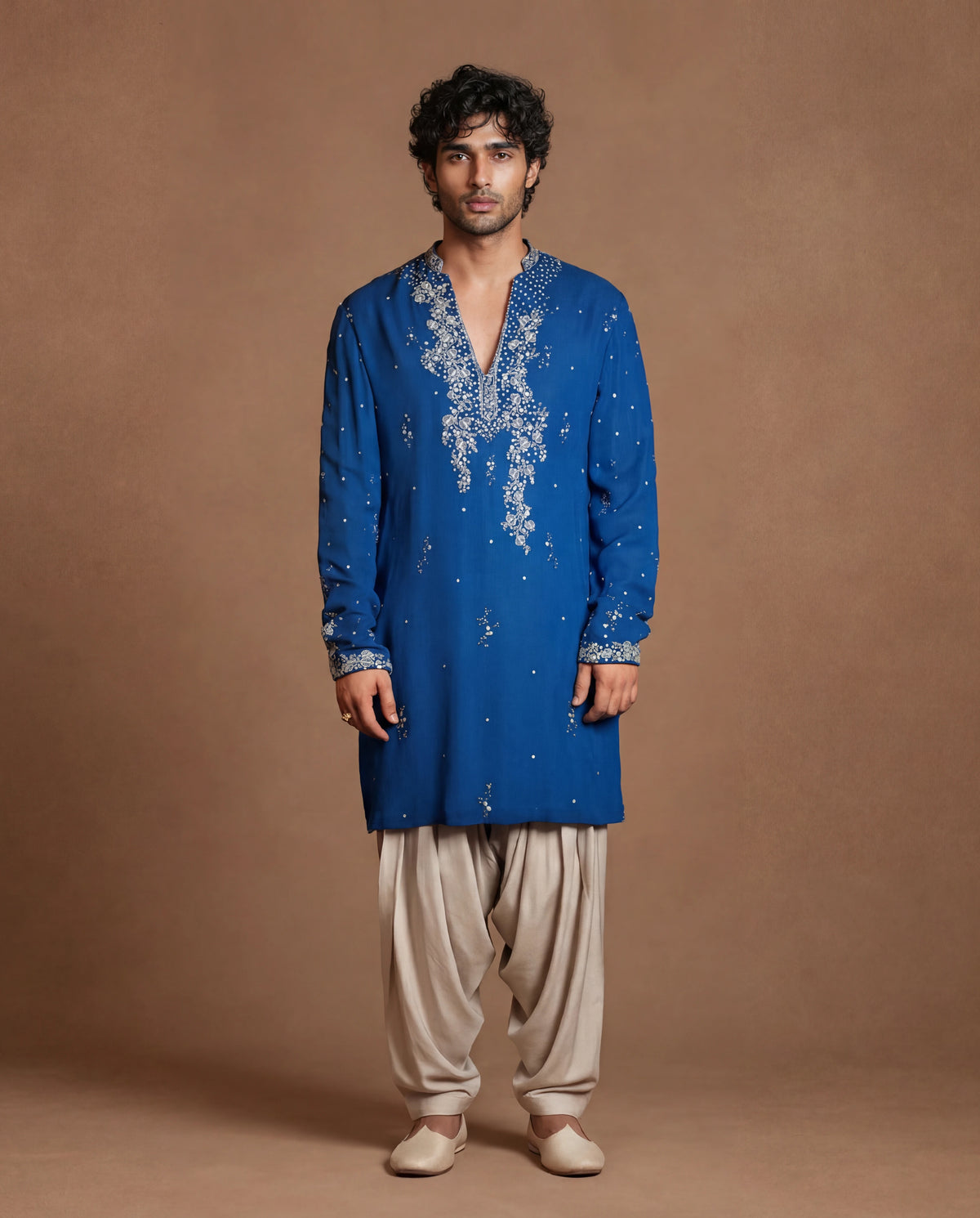 Blue Chikankari & Mirror Kurta Set