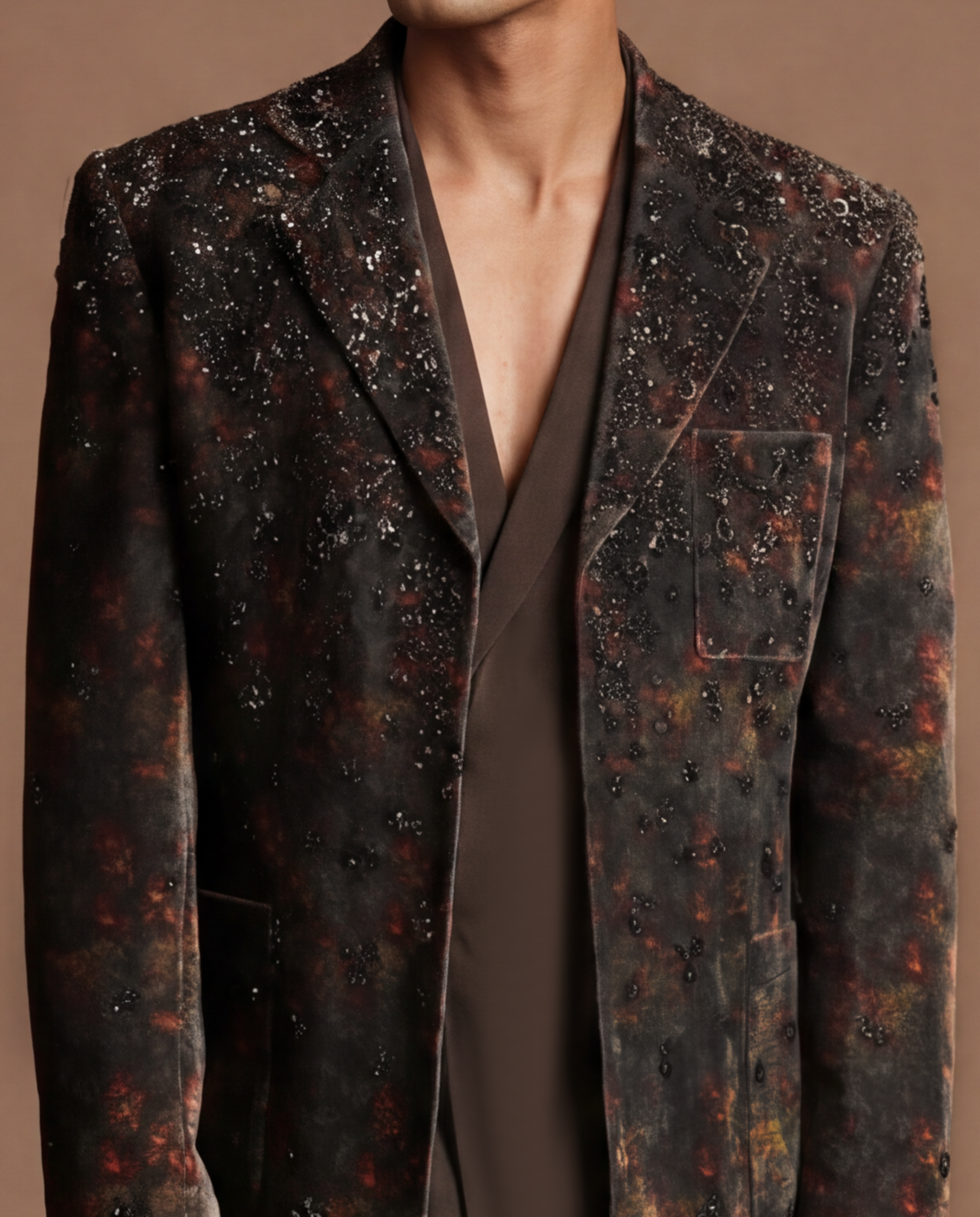 Smoky Topaz Open Jacket, Shirt & Pant Set