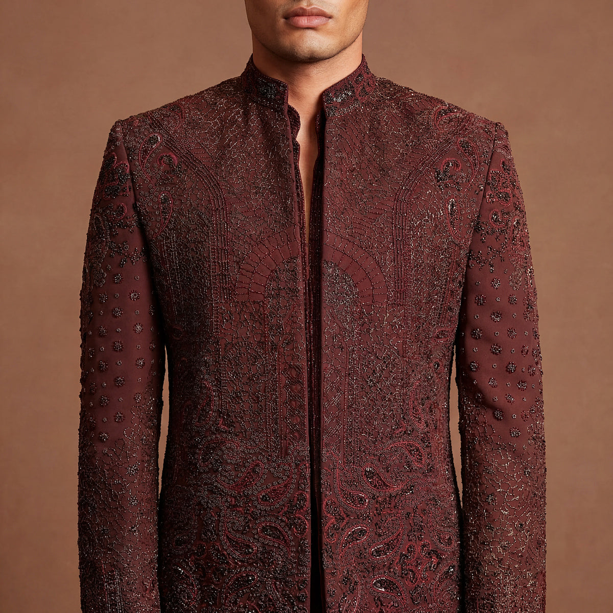 The Wine Mirage Open Jacket, Shirt & Pant Set