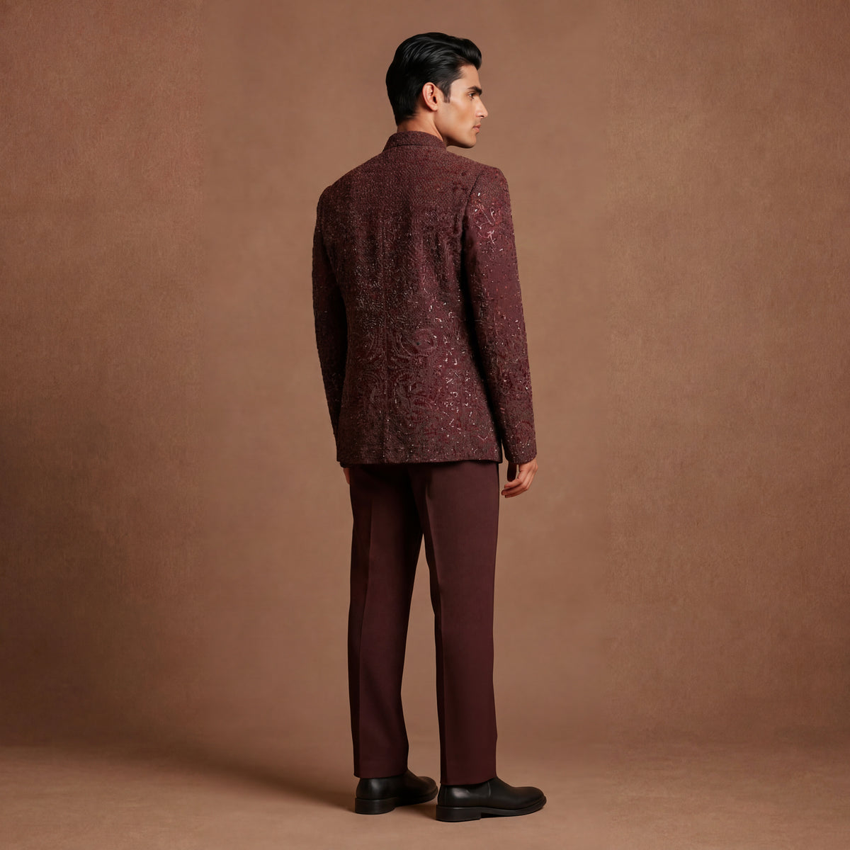 The Wine Mirage Open Jacket, Shirt & Pant Set