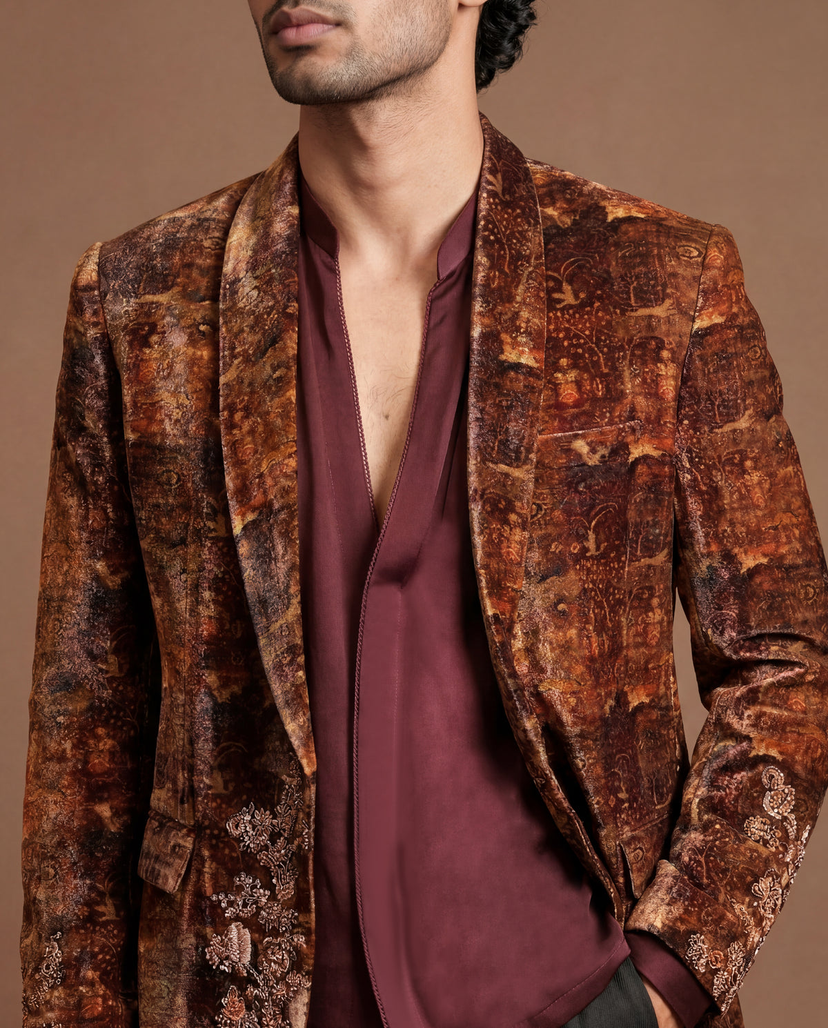 Zardozi Terra Open Jacket, Shirt & Pant Set