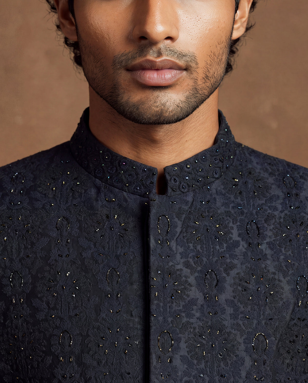 Indigo Noir Achkan Set