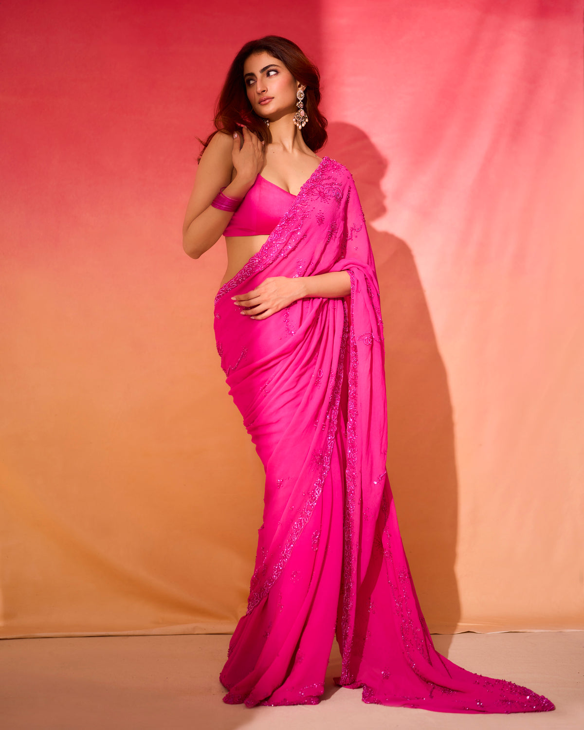 Palak Tiwari in Fuchsia Éclat Saree