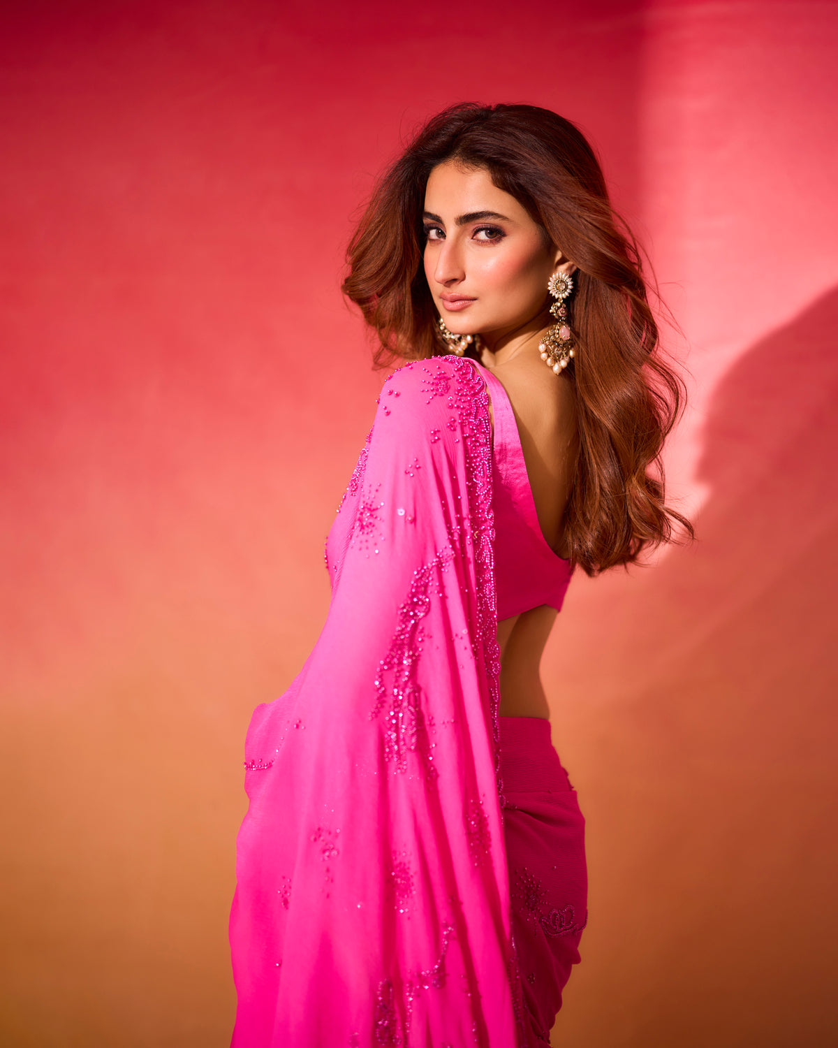 Palak Tiwari in Fuchsia Éclat Saree
