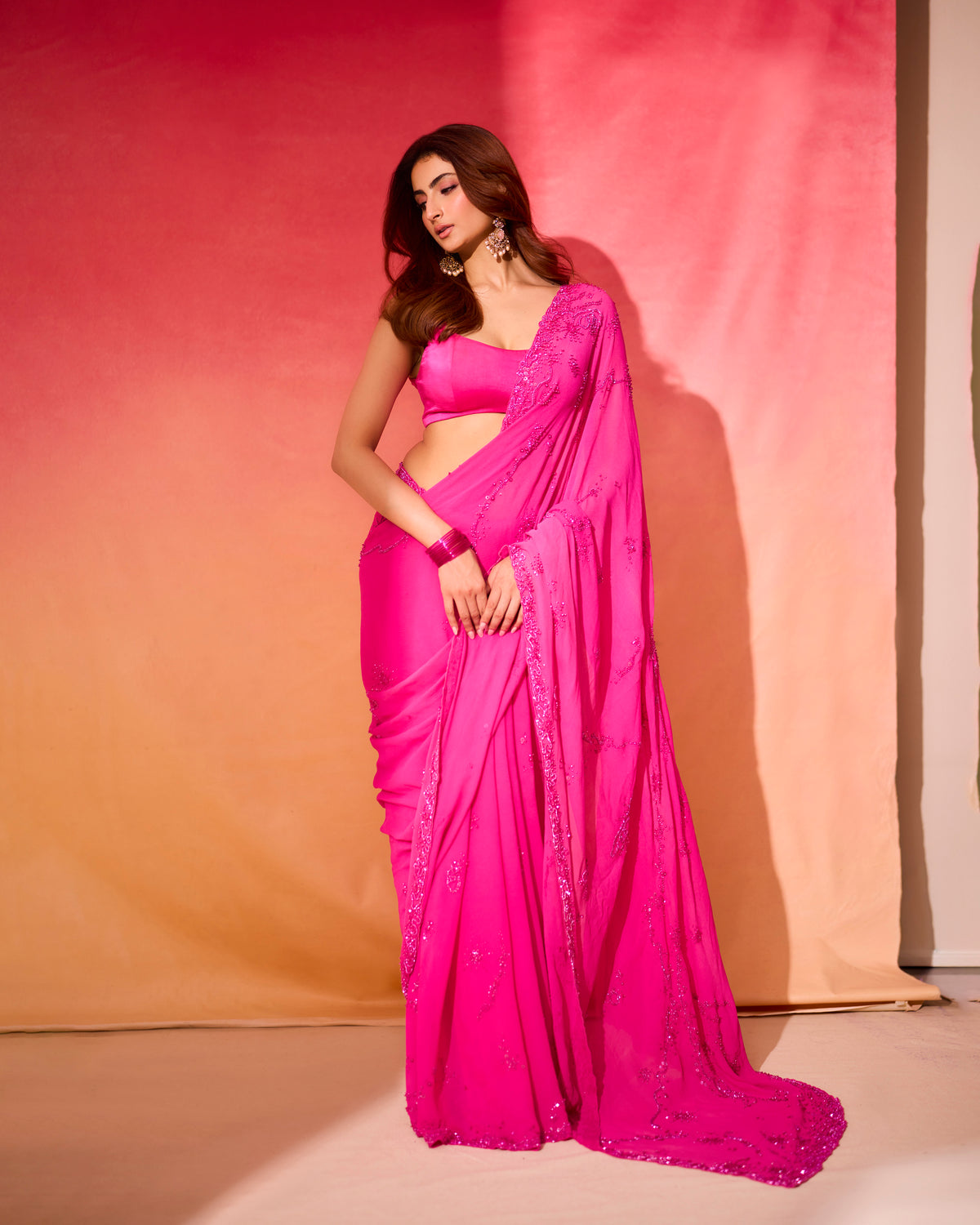 Palak Tiwari in Fuchsia Éclat Saree