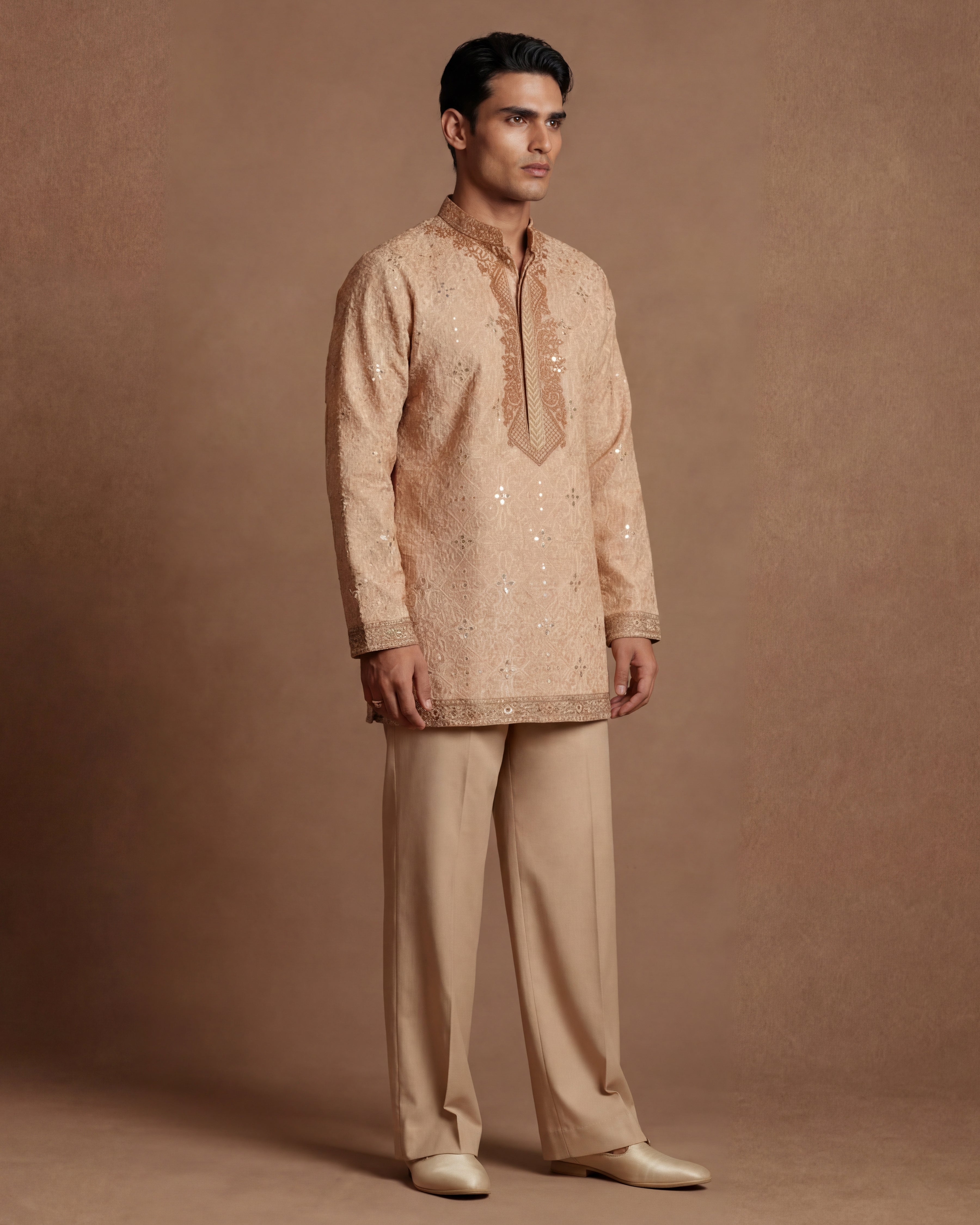 Alabaster Dori & Mirror-Embroidered Kurta Set