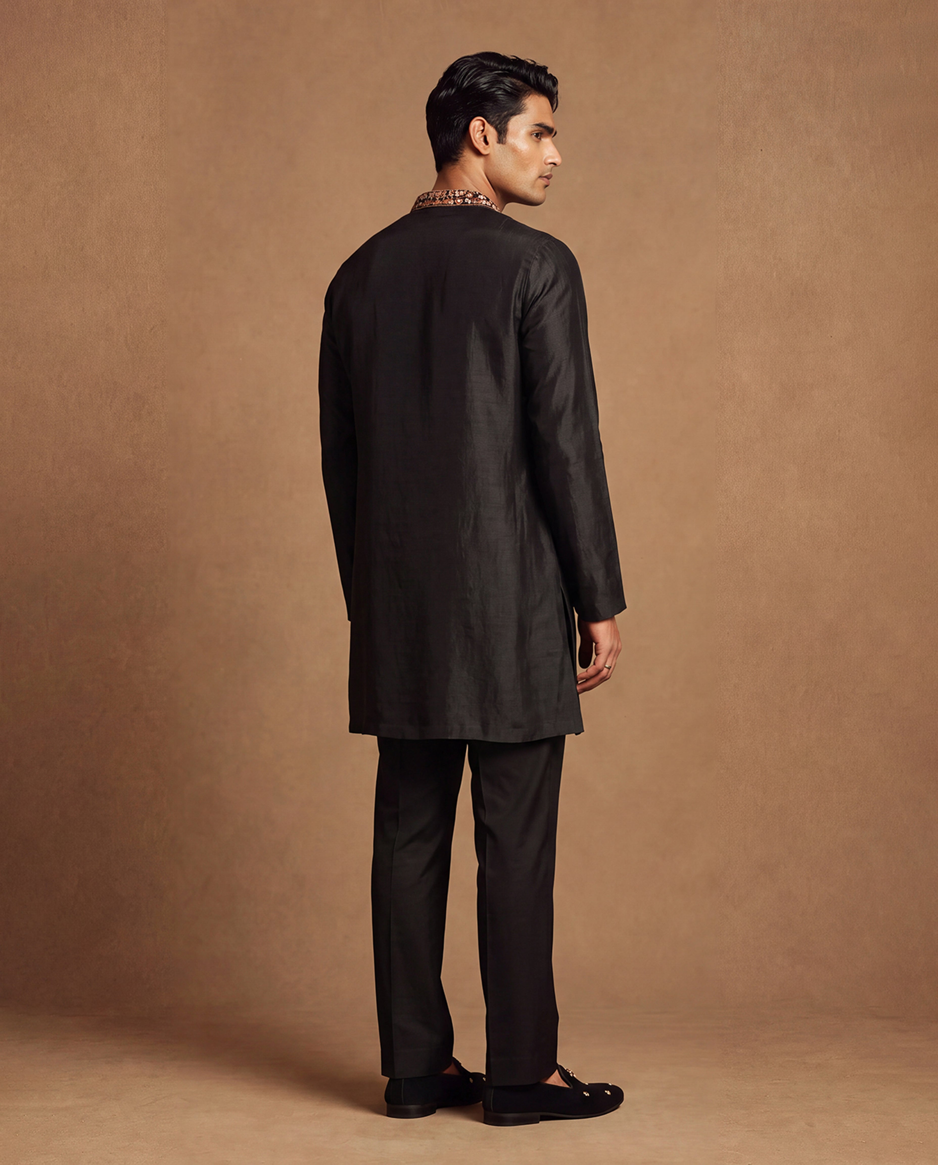 Raven Kashidakari Silk Kurta Set