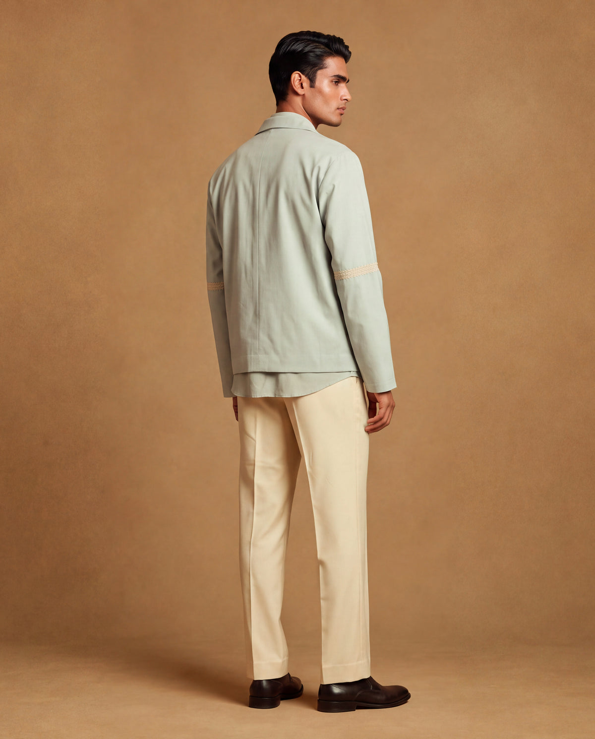 Cerulean Reverie Open Jacket, Shirt & Pant Set