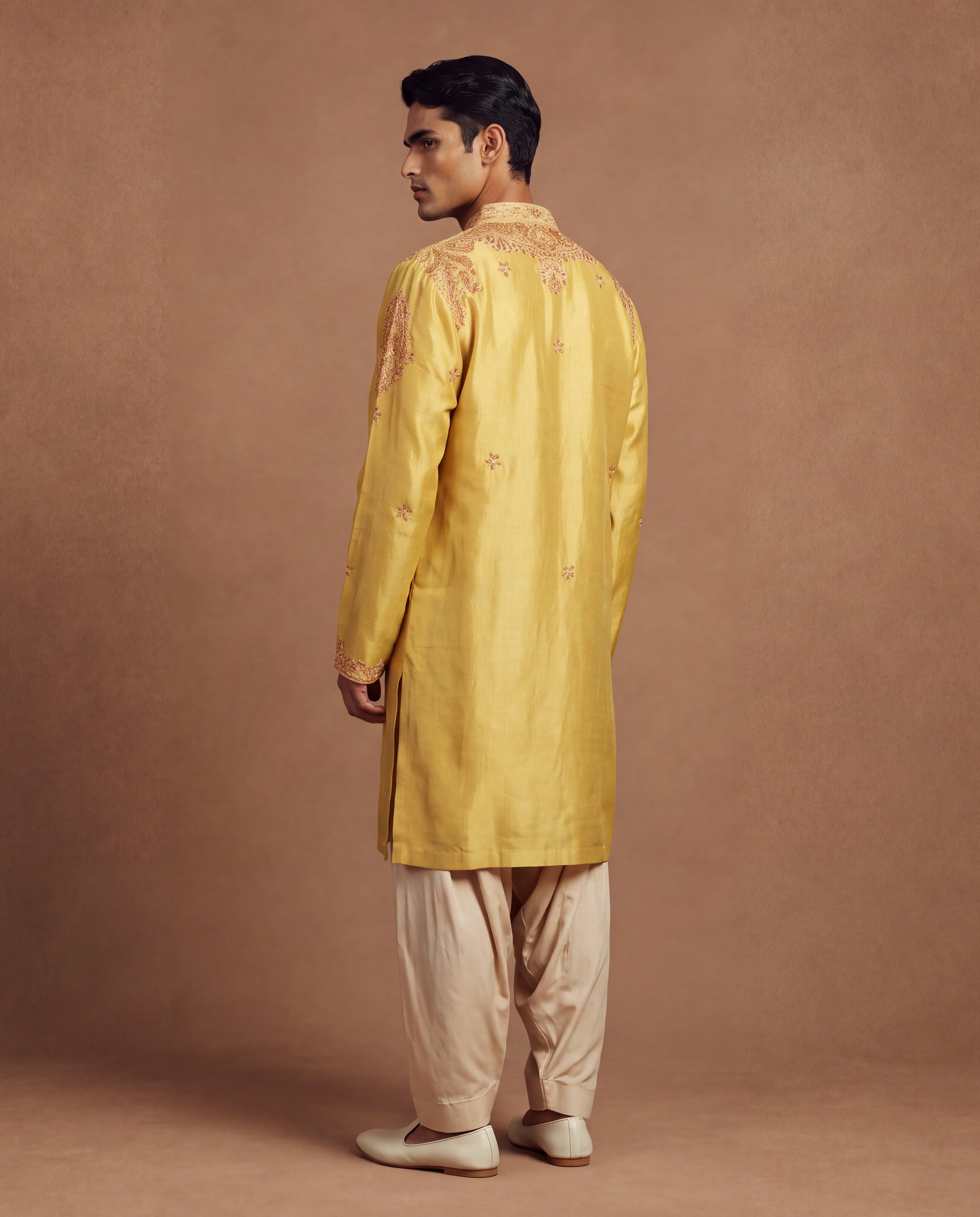Silk Pistachio Kashidakari Embroidered Kurta Set