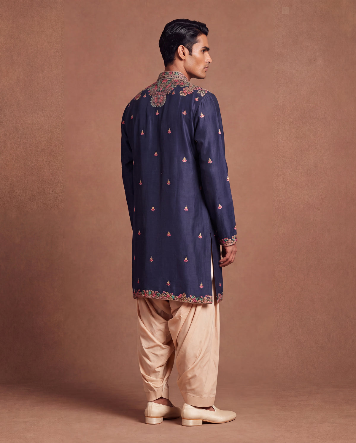 Aubergine Kashidakari Silk Kurta & Salwar Set