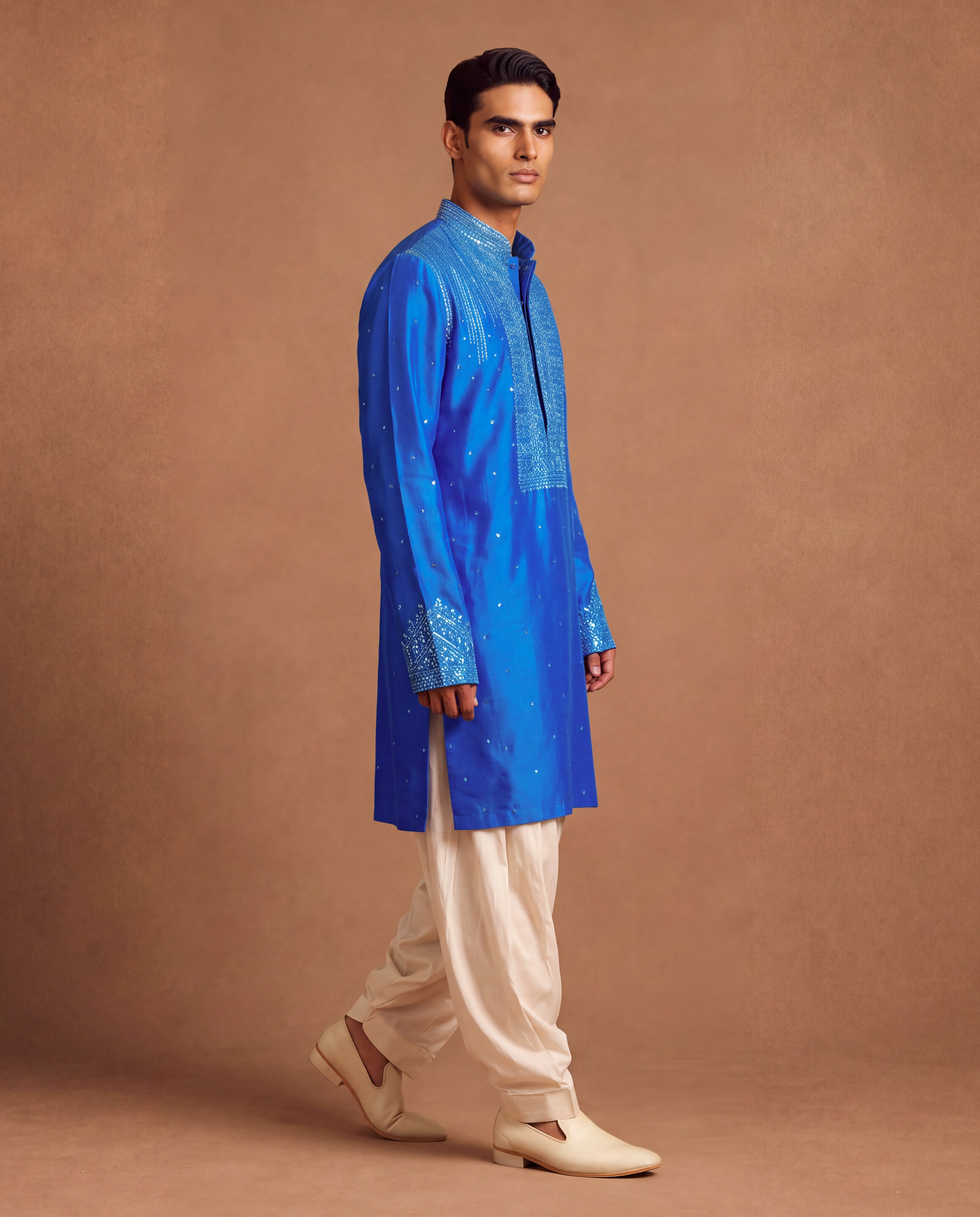Mirror Accented Silk Kurta & Salwar Set