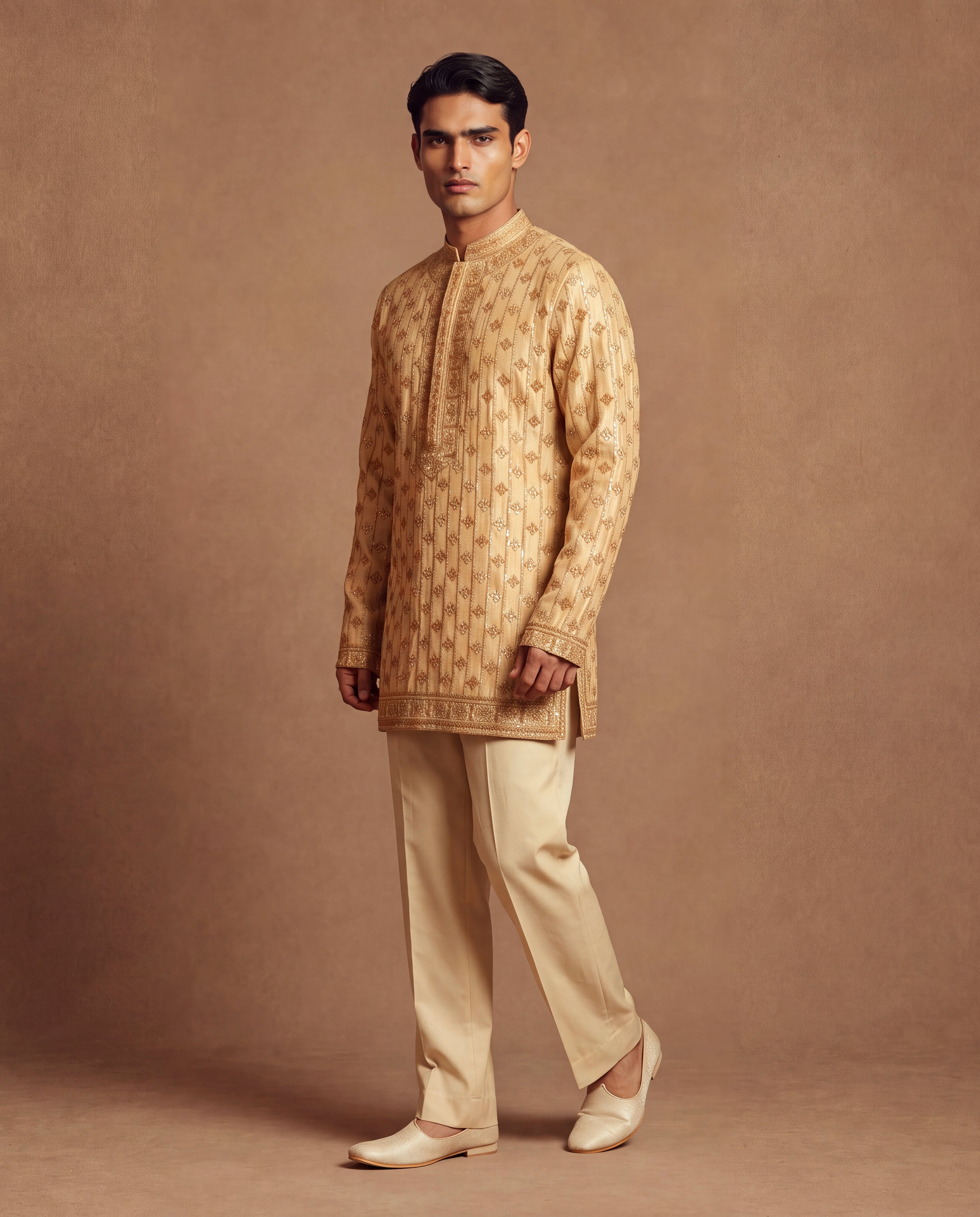 Pale Yellow Gota Short Kurta Set