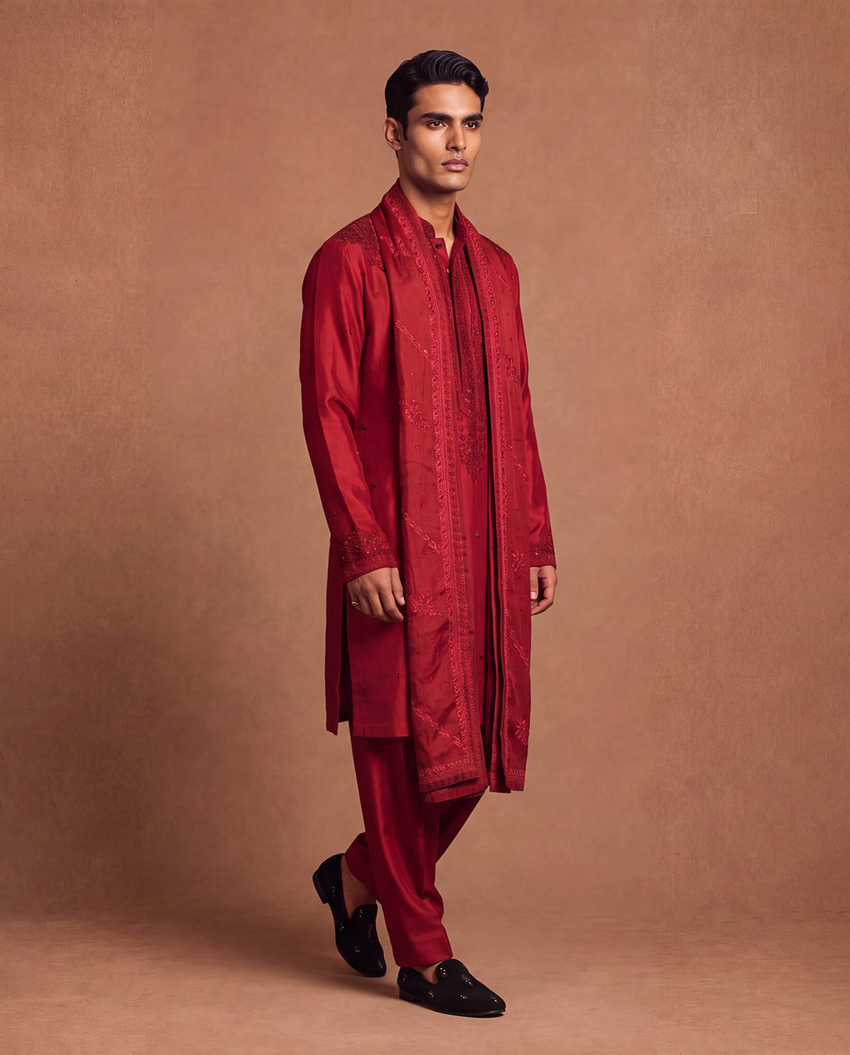 Carmine Zardozi Kurta & Salwar Set