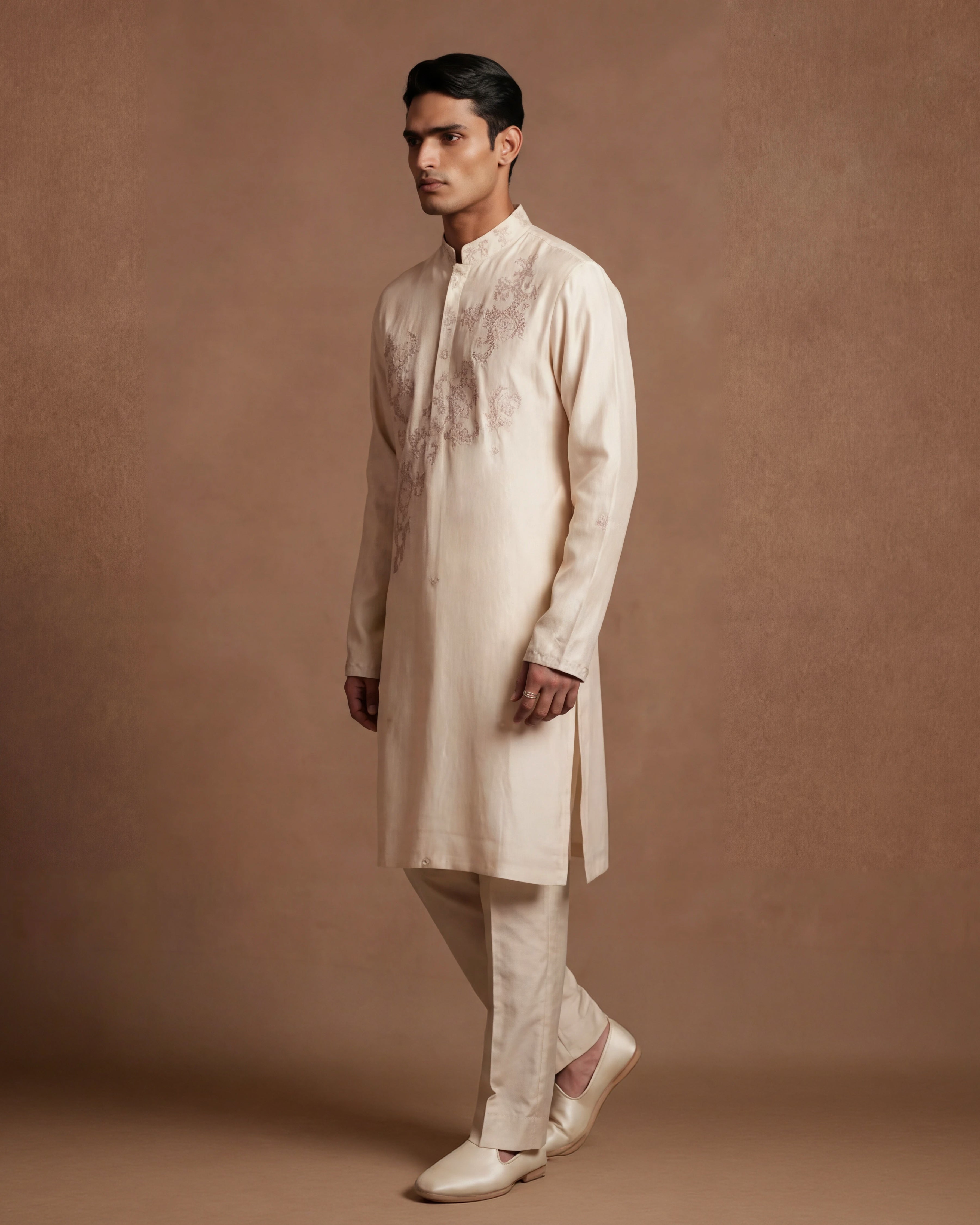 The Imperial Ivory Jaali Silk Kurta Set