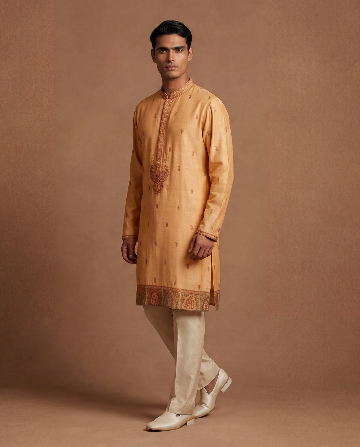 Sunlit Kashidakari Silk Kurta & Trouser Set