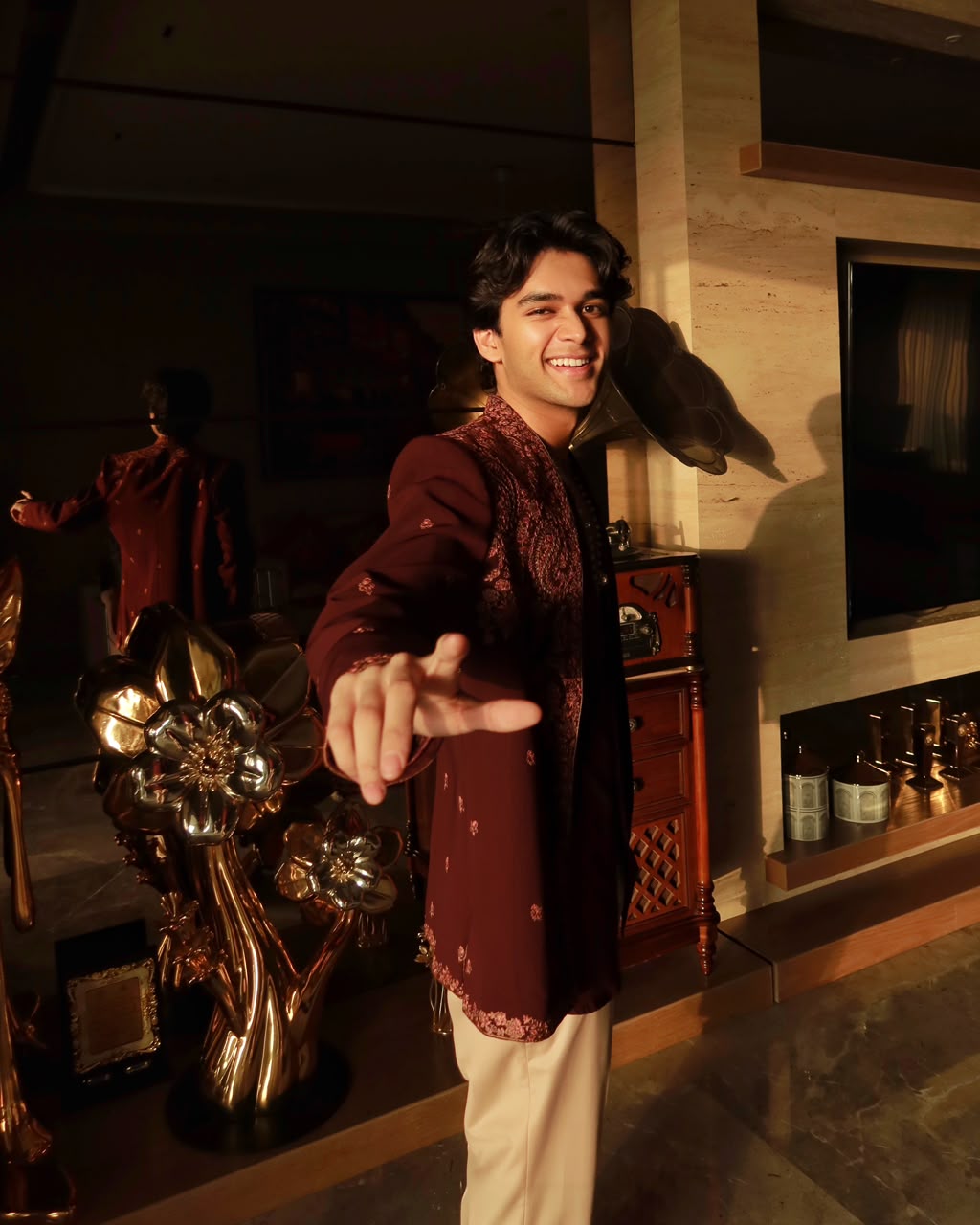 Shrey Singh in Royal Kashida  Open Jacket Set