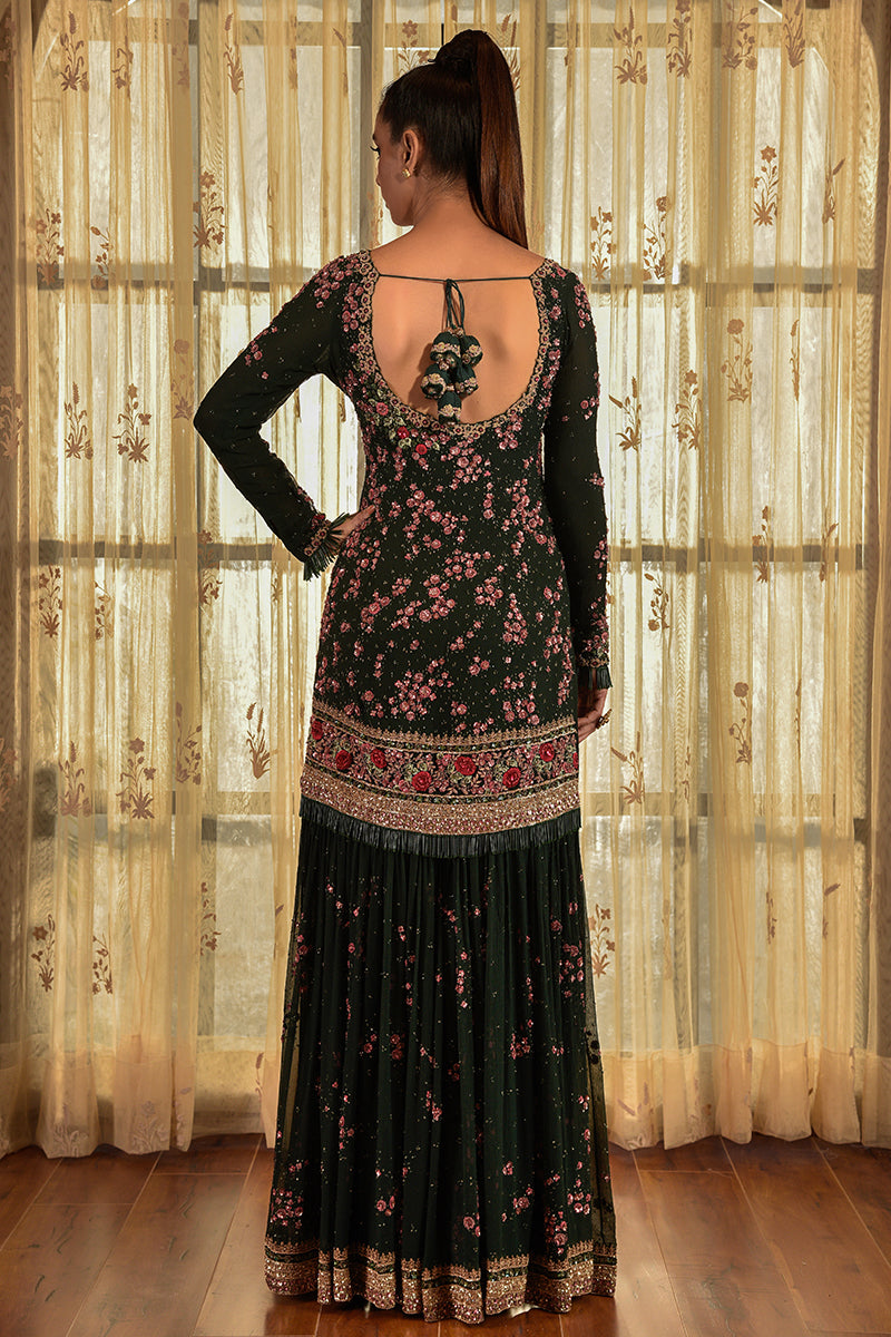 "Jade" Chiffon Kurta And Sharara Set