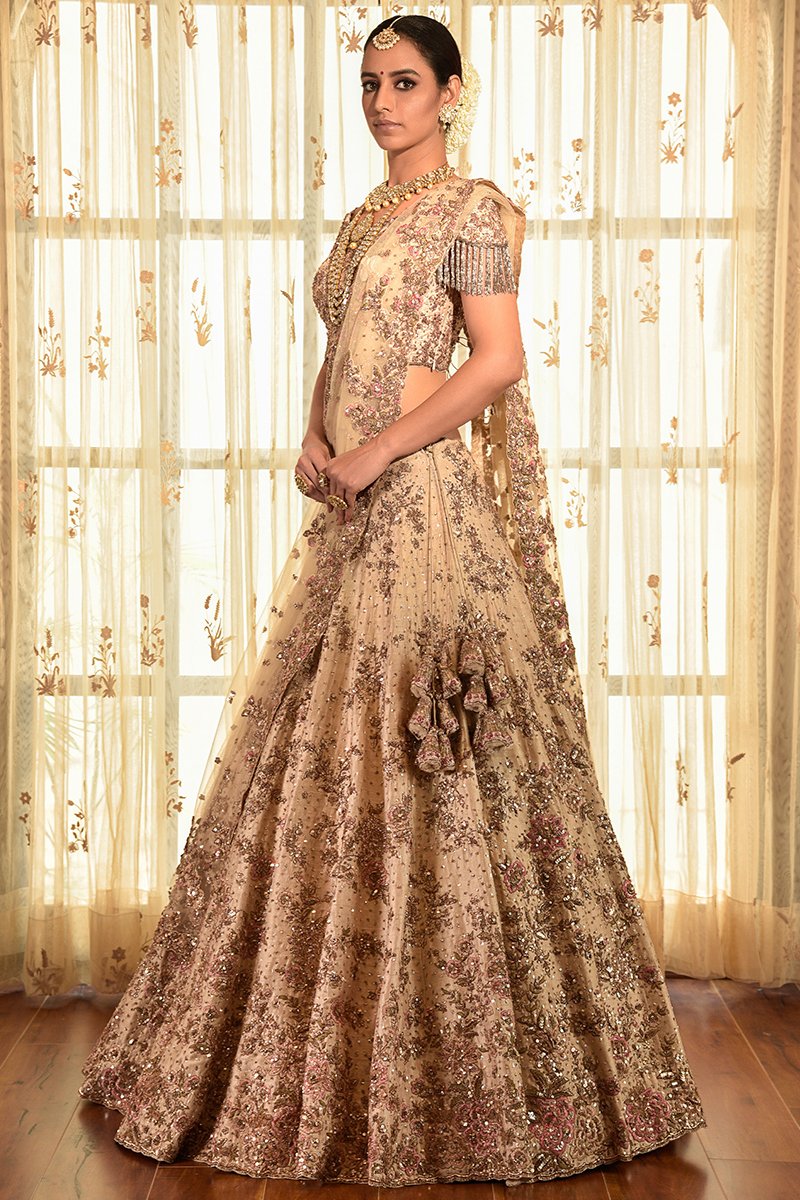 "Sanguine" Zardozi Silk Lehenga Set