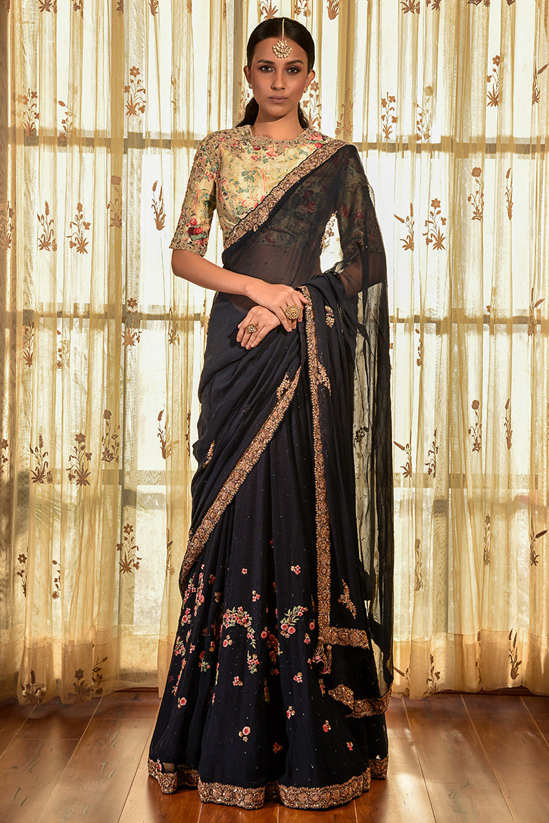 "BURNT SIENNA" CHIFFON KALIDAR SAREE