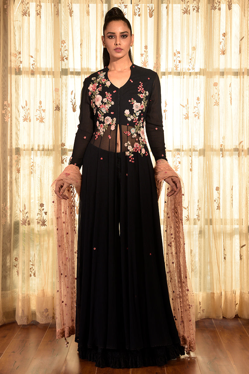 "Bistre" Chiffon Kurta - Sharara Set