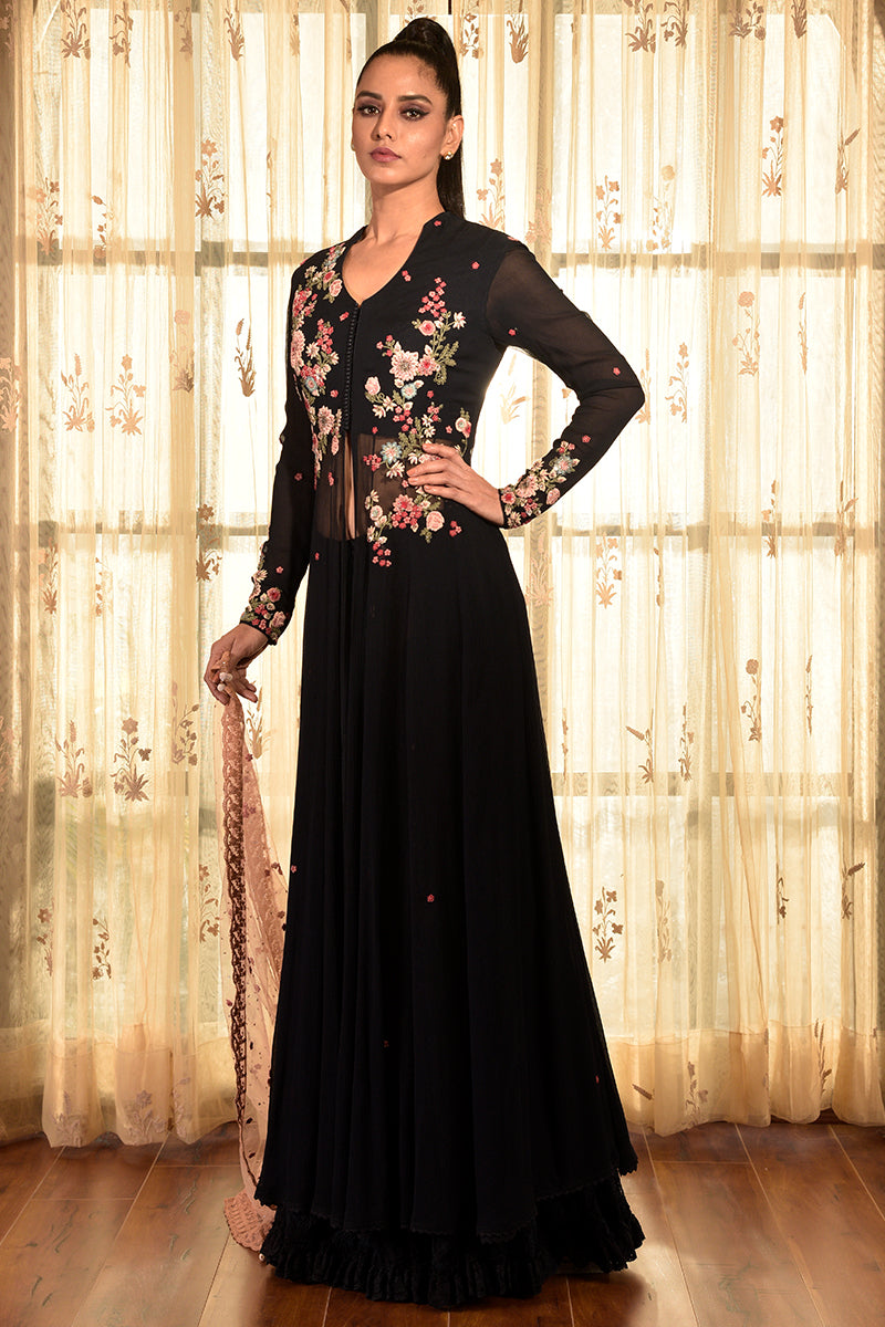 "Bistre" Chiffon Kurta - Sharara Set