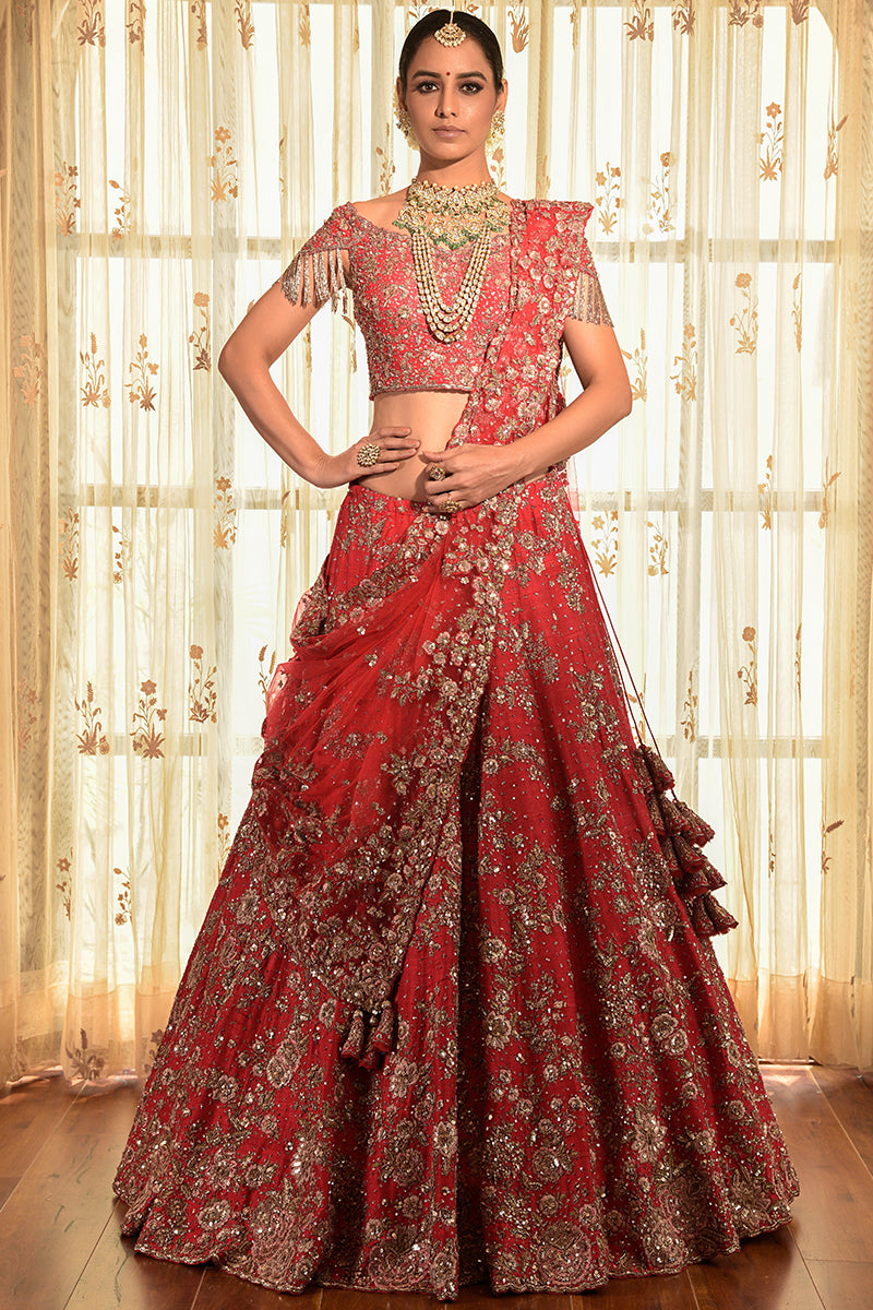 "Eka Lea" Zardozi Raw Silk Lehenga Set