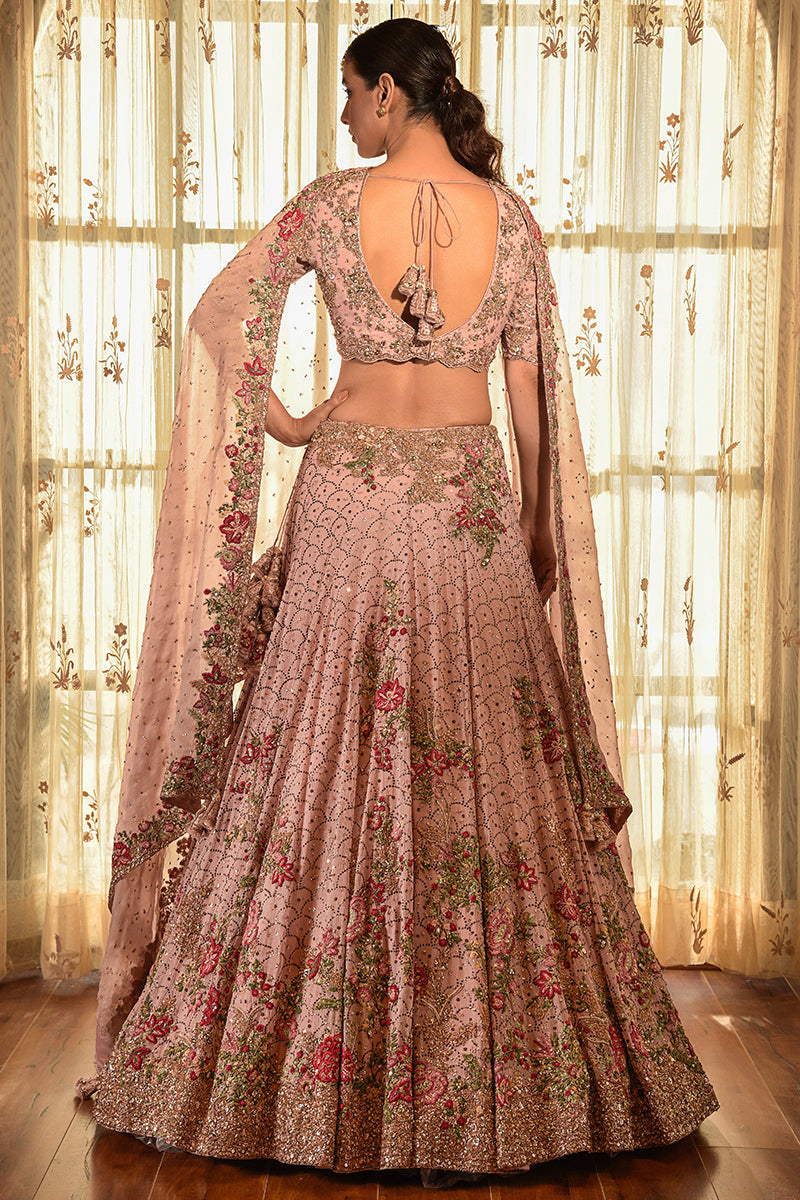 "Rose Flint" Kamdani Chiffon Lehenga