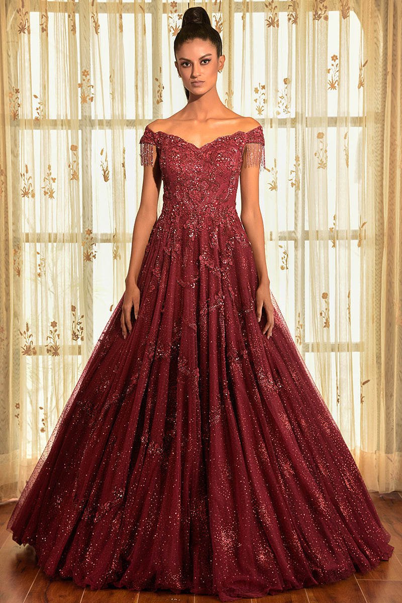 "Kimaya" Shimmer Tulle Gown