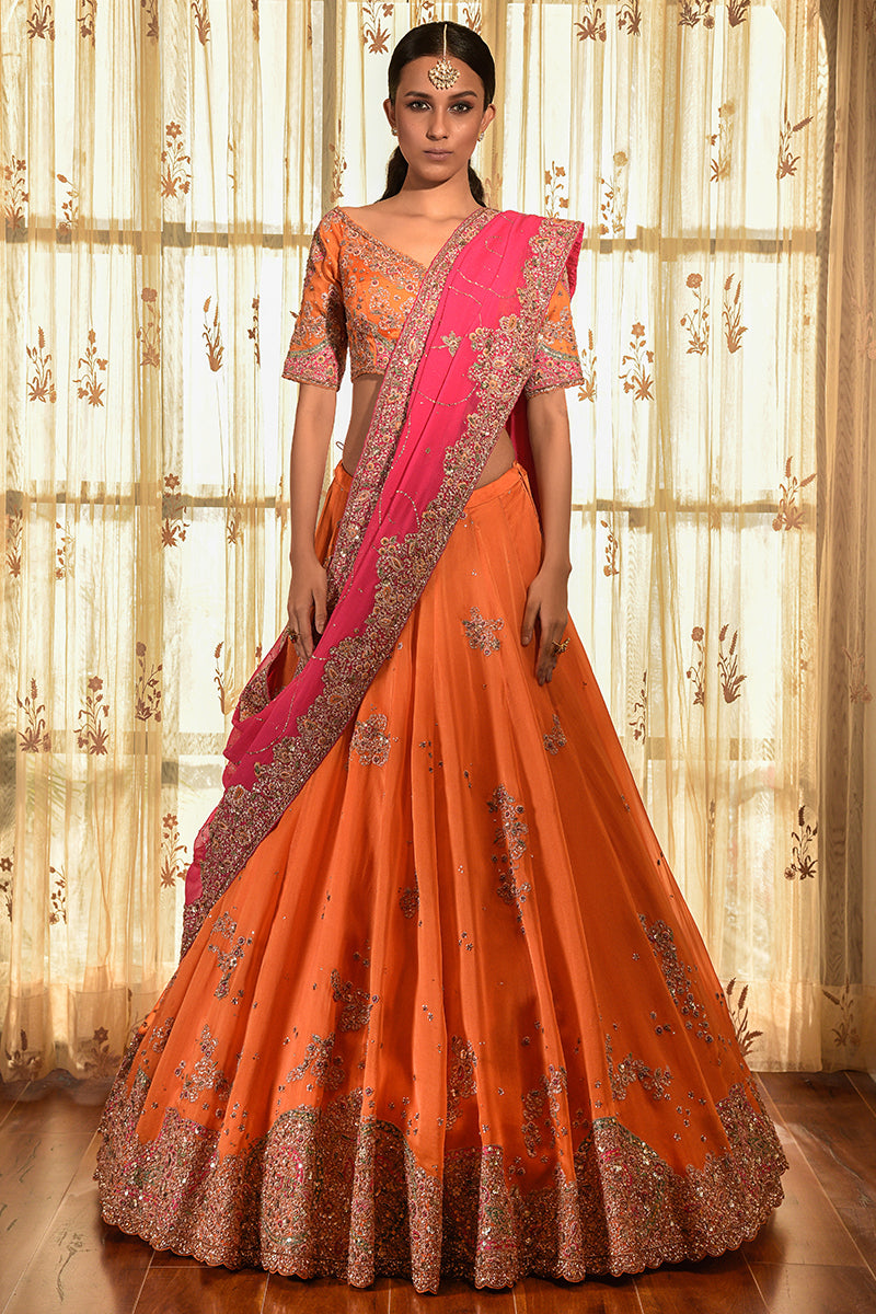 "Gold Dust" Silk Organza Kalidar Lehenga Set