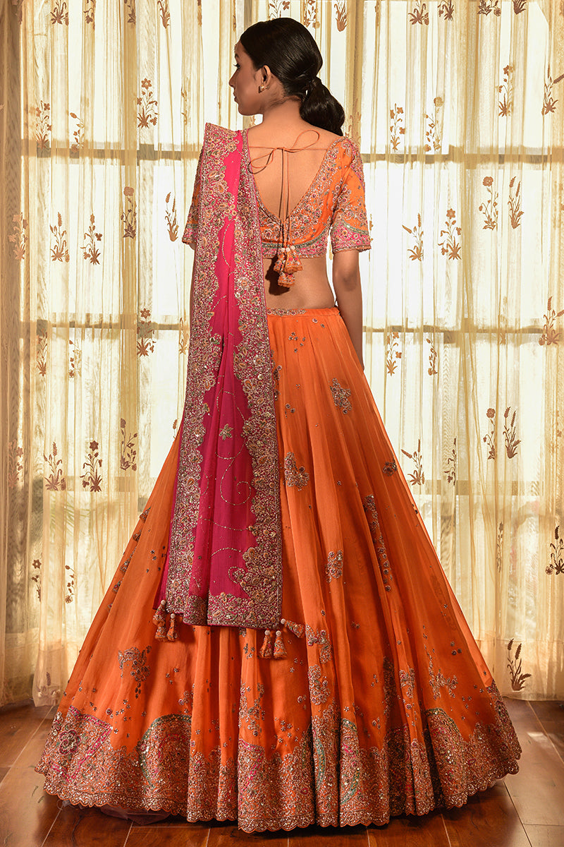 "Gold Dust" Silk Organza Kalidar Lehenga Set