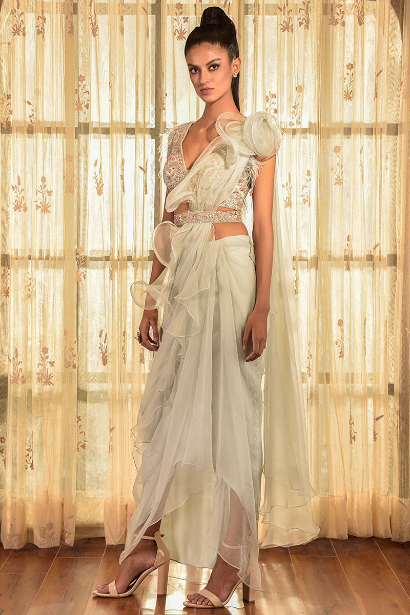 "Danik" Silk Organza Drape Saree