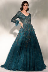 "Ulyana" Shimmer Tulle Gown With Zardozi Embroidery