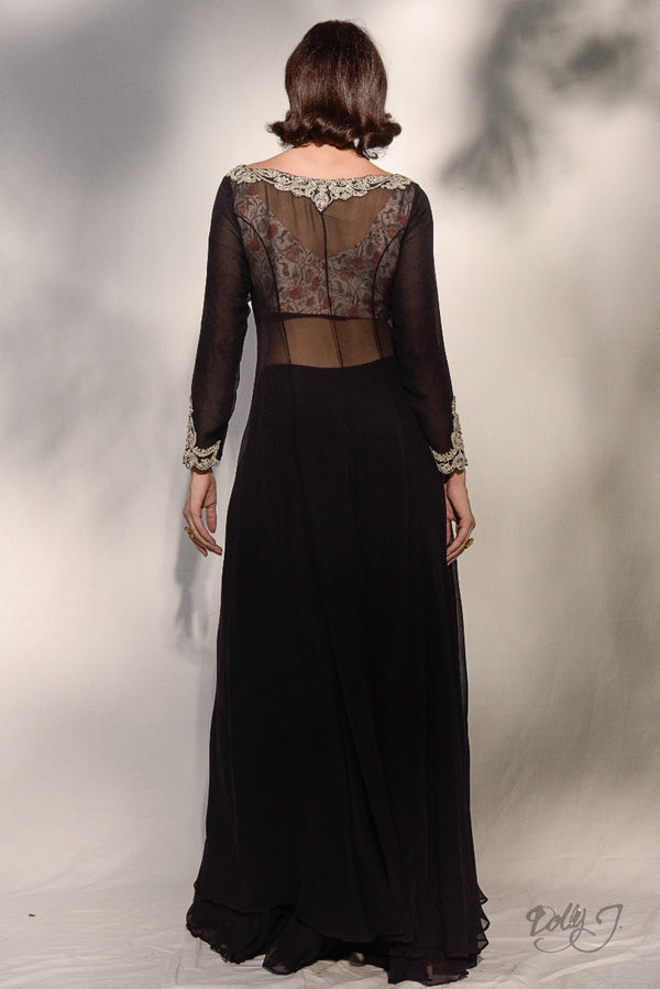 "Joleen" Printed Solid Chiffon Kurta-Sharara Set