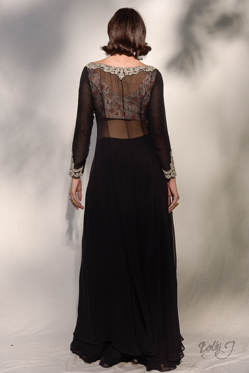 "Joleen" Printed Solid Chiffon Kurta-Sharara Set