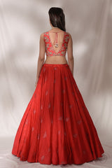 "Milenna" Hand Woven Silk Lehenga With Embroidered Organza Cape
