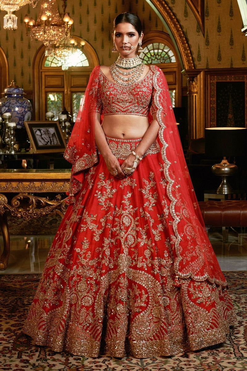 "Eisha" Raw Silk Bridal Lehenga Set