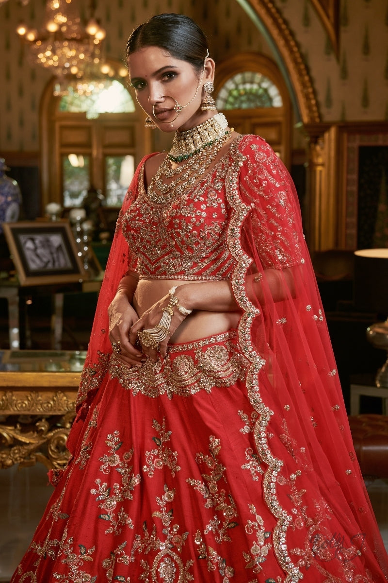 "Eisha" Raw Silk Bridal Lehenga Set