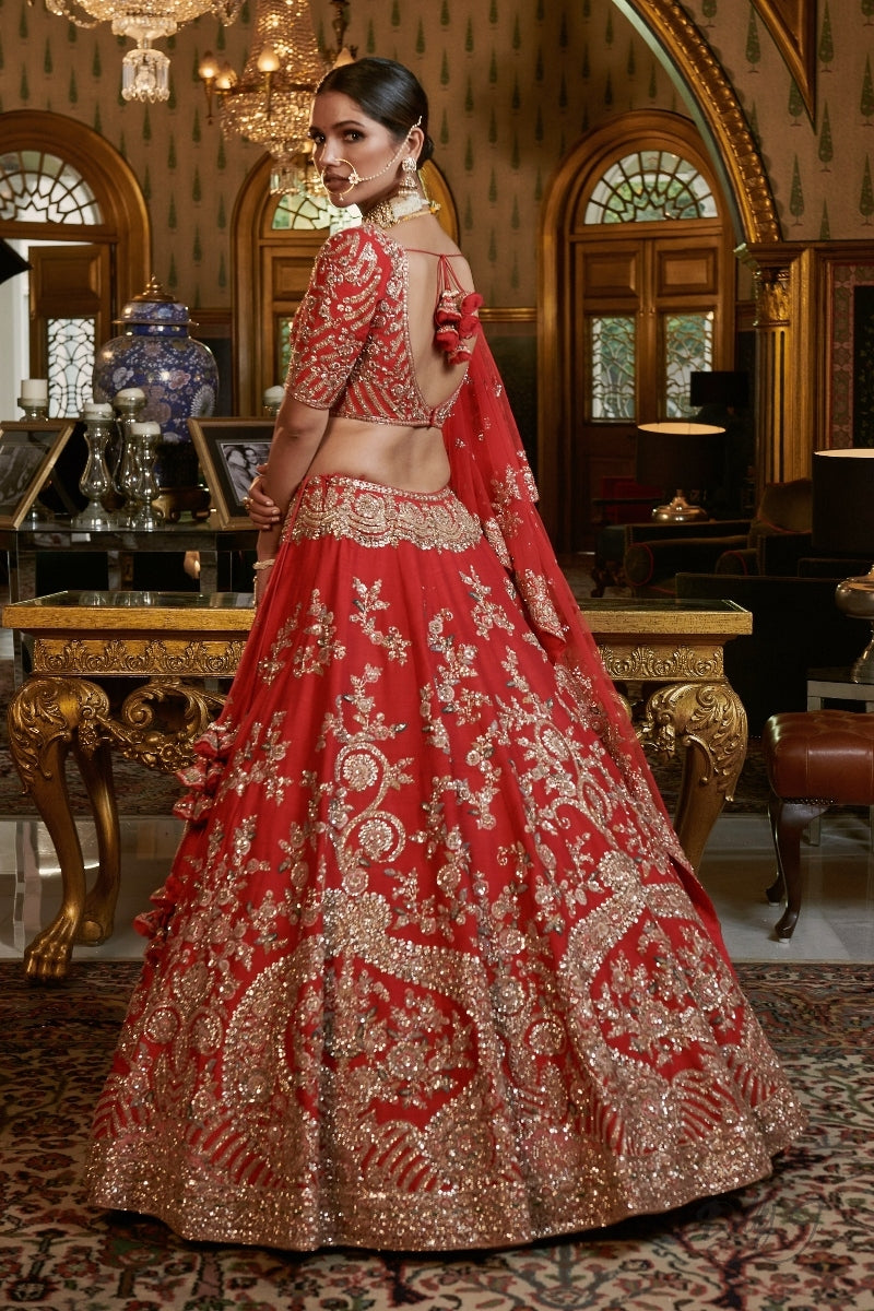 "Eisha" Raw Silk Bridal Lehenga Set