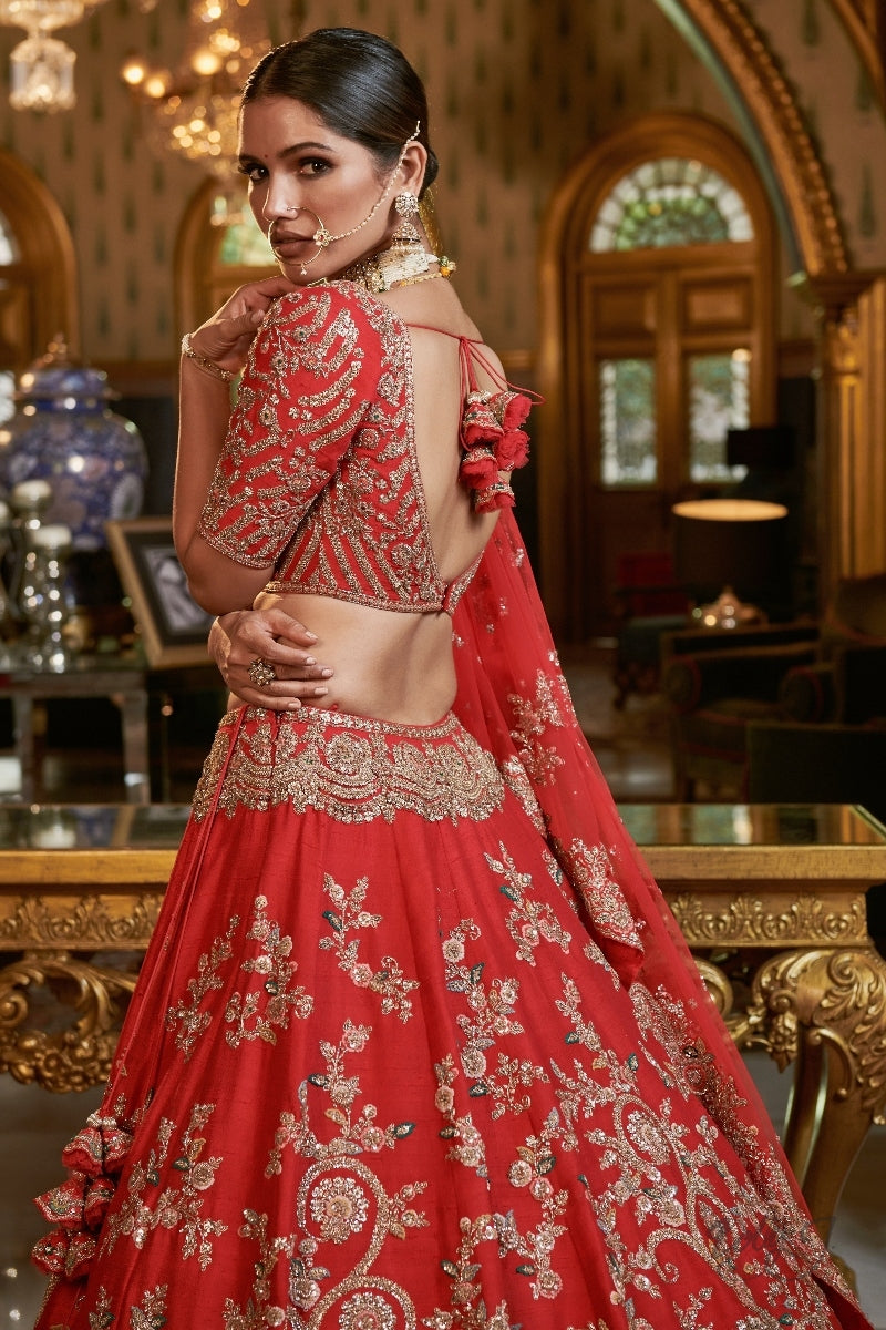 "Eisha" Raw Silk Bridal Lehenga Set