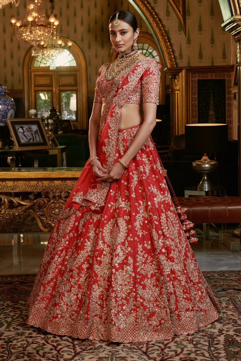 "Shahana" Raw Silk Bridal Lehenga Set