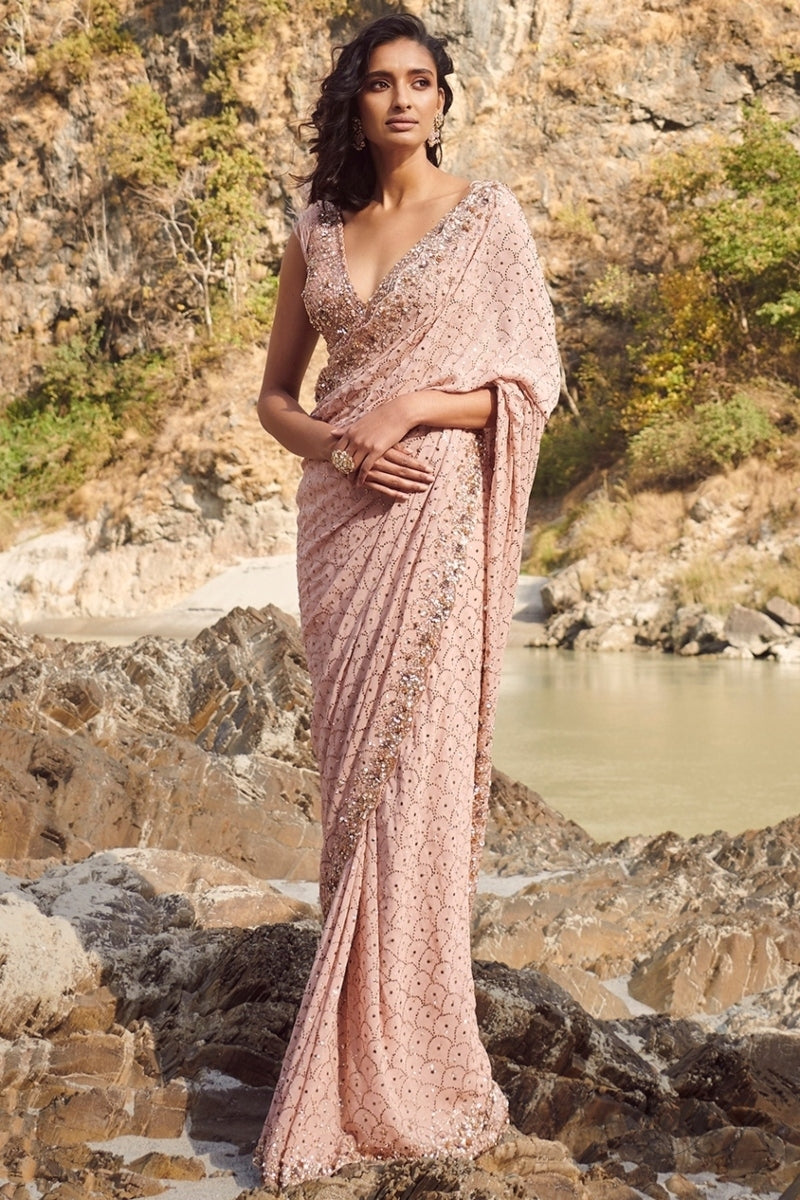 "Summer Rose" Chiffon Kamdani Sari