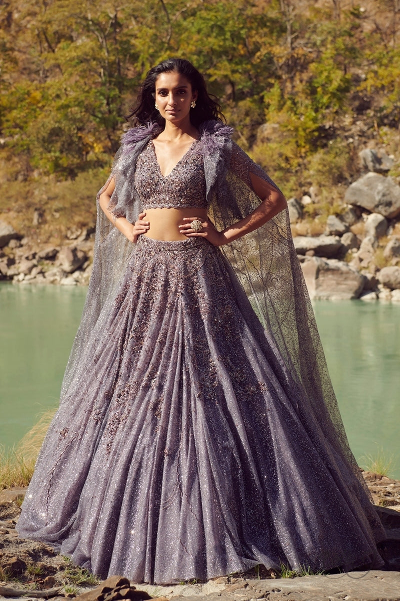 "Vamika" Shimmer Tulle Lehenga Set