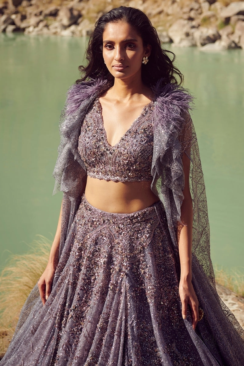 "Vamika" Shimmer Tulle Lehenga Set