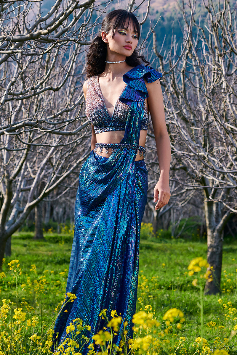 "Layla" Sequined Drape Saree