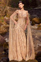 "Penny Blossom" Golden Fitted Bridal Gown