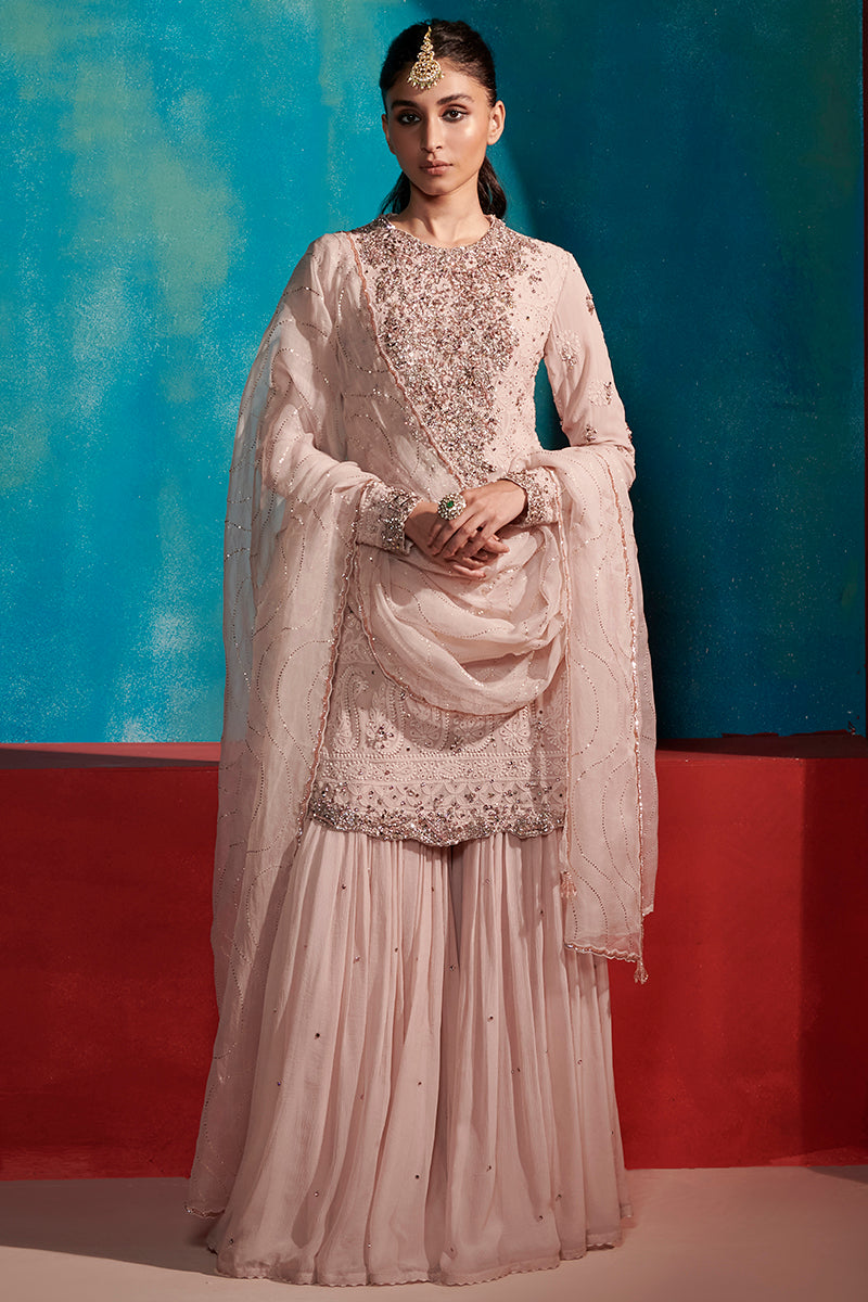 "Snow Rose" Kurta And Sharara Set