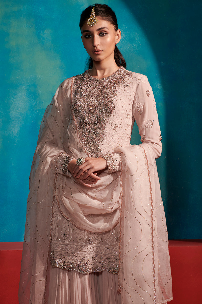 "Snow Rose" Kurta And Sharara Set