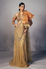 “ Arwen “ Shimmer Tulle Ruffled Drape Saree