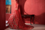 “ Zoe “ Crimson Red Small Floral Jaal Bridal Lehenga Set