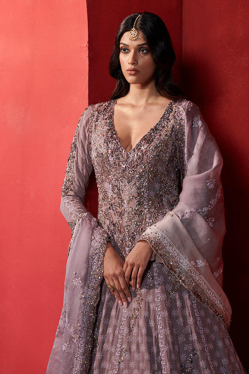 "Anya" Chikankari Kalidar Kurta And Lehenga Set